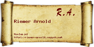 Riemer Arnold névjegykártya